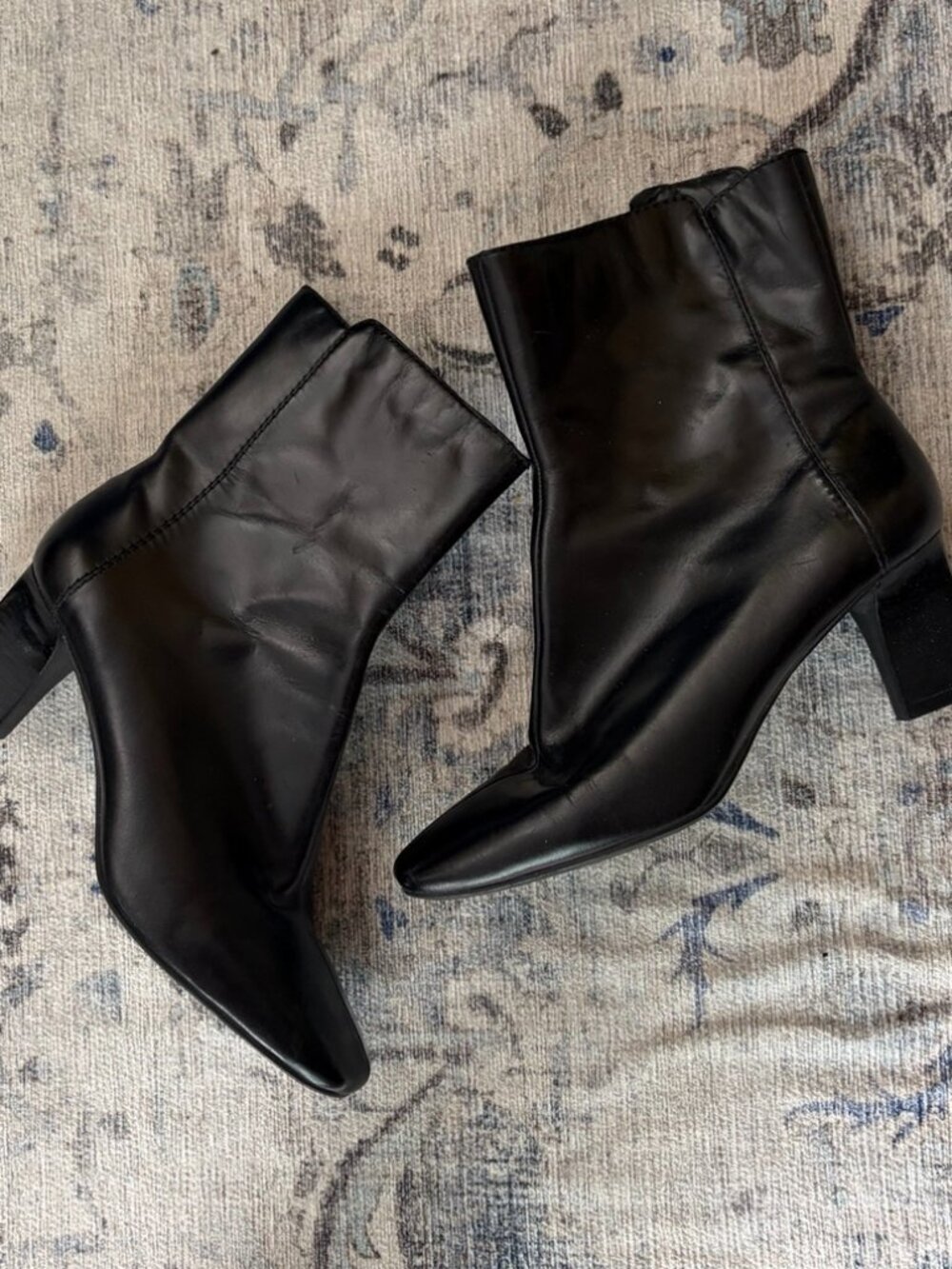 Nine West Black Leather Pointed Toe Ankle Boots 7.5